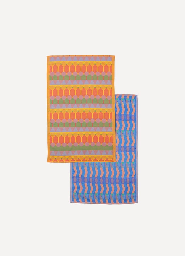 striped print tea towels