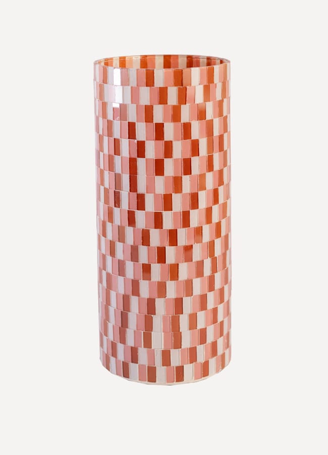 Ian Snow Red & Pink Mosaic Glass Vase