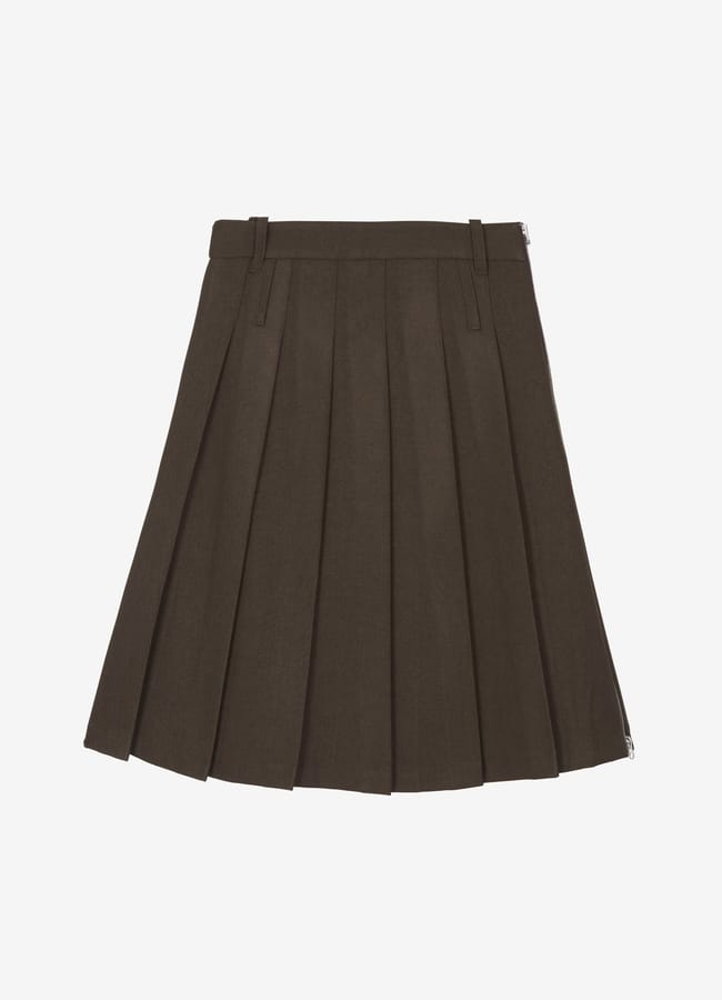 THE FRANKIE SHOP Sarina Pleated Skirt - Brown