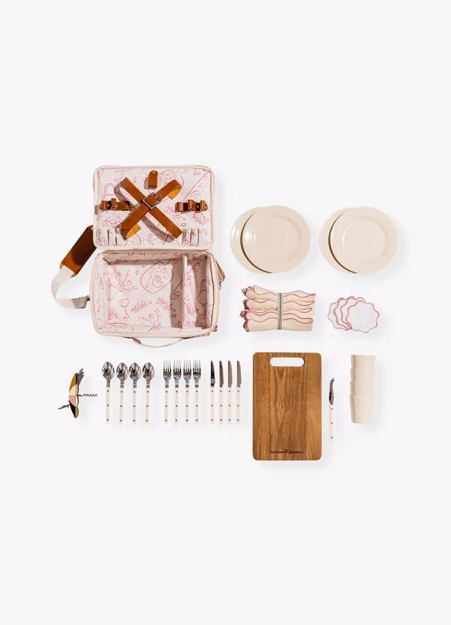 BUSINESS & PLEASURE CO. Lauren's Stripe 32-piece canvas picnic set