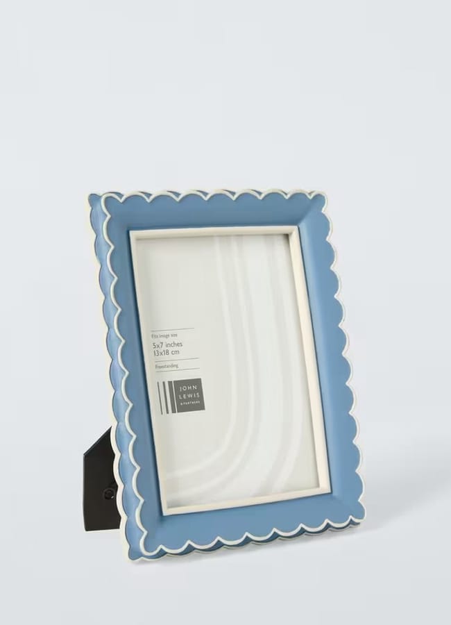 JL John Lewis Multi Scallop Hand Painted Photo Frame, Blue