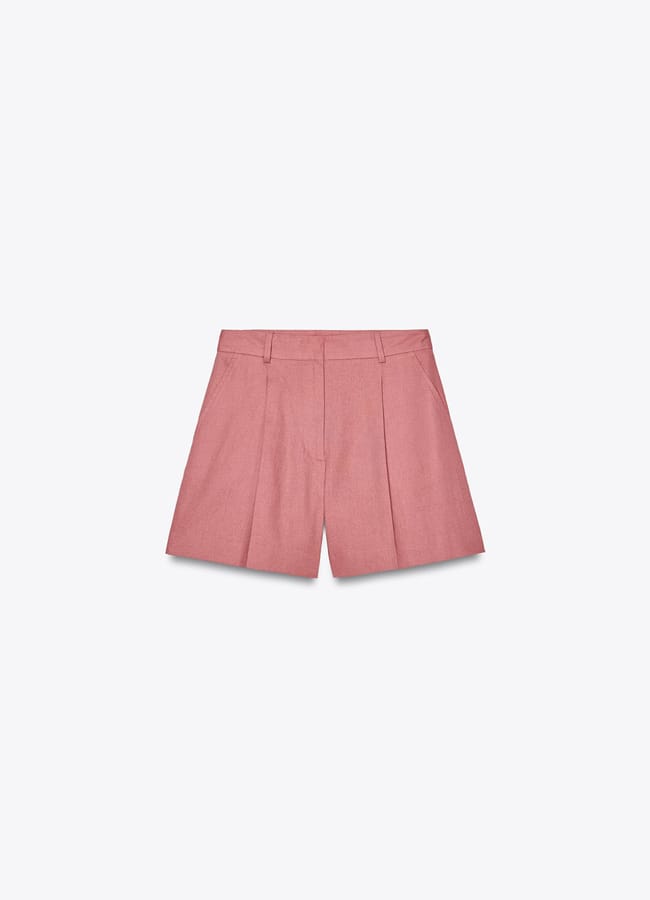 pink linen shorts