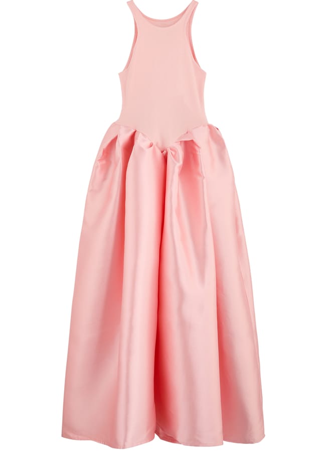 pink Ribbed stretch-cotton and taffeta midi dress