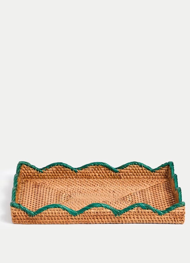 M&S Rattan Scallop Edge Tray