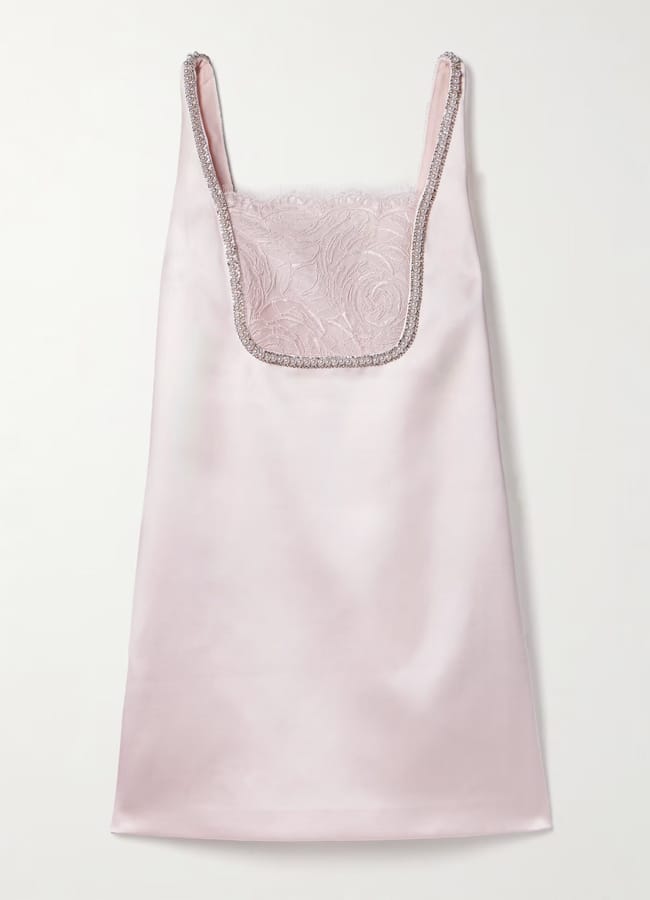 SELF-PORTRAIT Embellished lace-trimmed duchesse-satin mini dress £360 copy