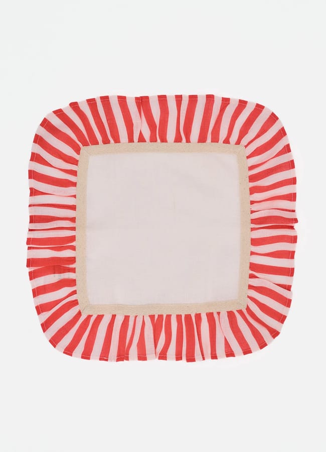 Amuse La Bouche Cherry Red Candy Stripe - Set of 2 Napkins £50.00