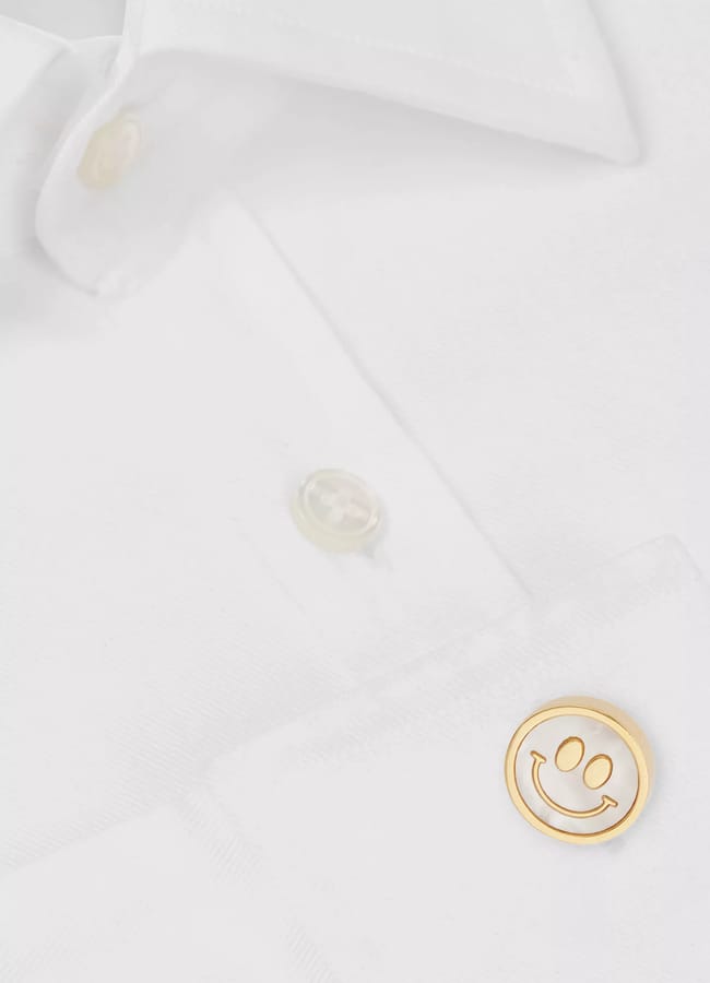 BABETTE WASSERMAN LONDON Smiley Face rhodium-plated metal cufflinks More information