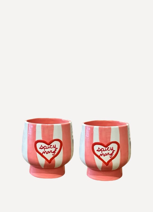 Caitlin Rounds Antiques Hand-painted Striped “spicy marg