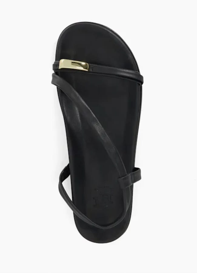 DUNE Lyn - Black Gold Toe Trim Sandals