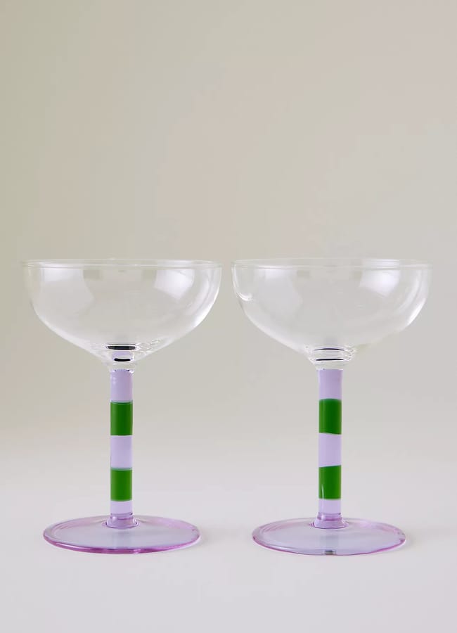 FAZEEK Striped Coupe Glasses, Set of 2