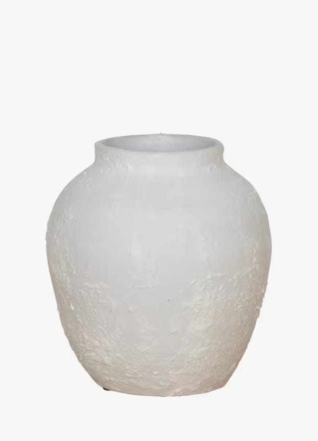 Floralsilk Rustic Stoneware Vase, H16cm, White