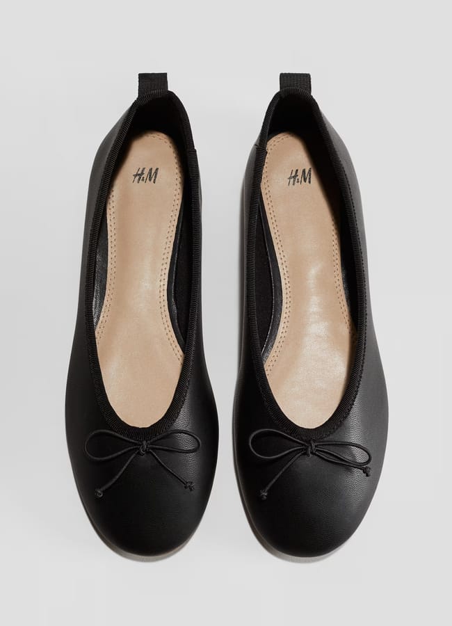black H&M Bow-detail ballet pumps