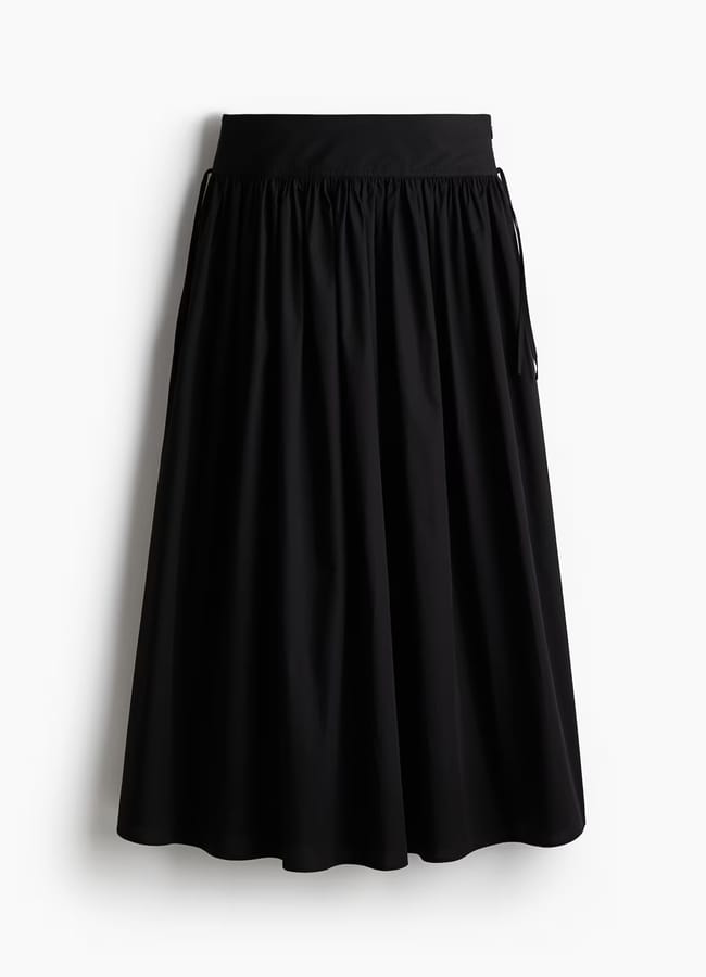 H&M Poplin maxi skirt in black