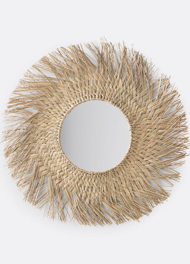 DUNELM Loully 70cm Diameter Sunburst Straw Mirror