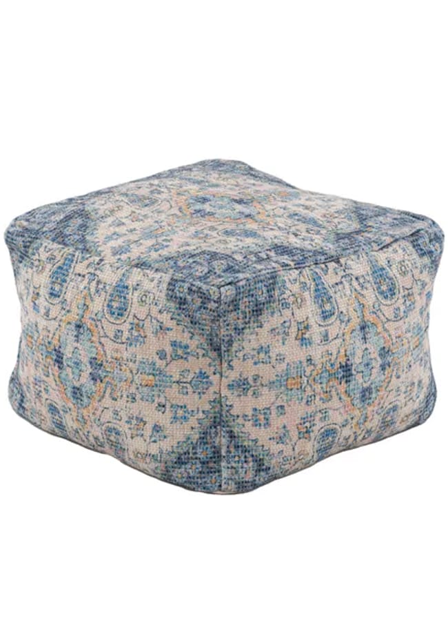 blue boho pouffe
