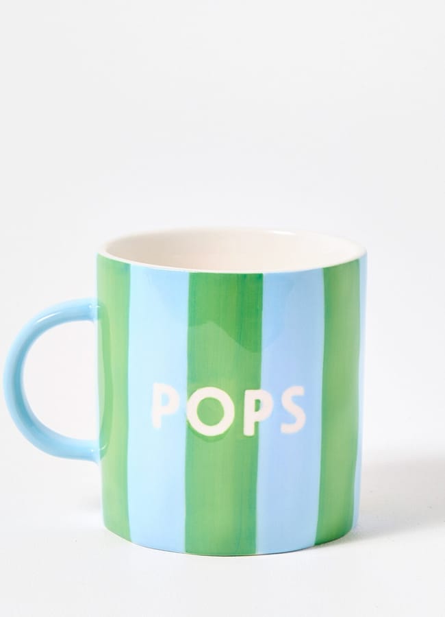 Pops Blue & Green Stripy Ceramic Mug