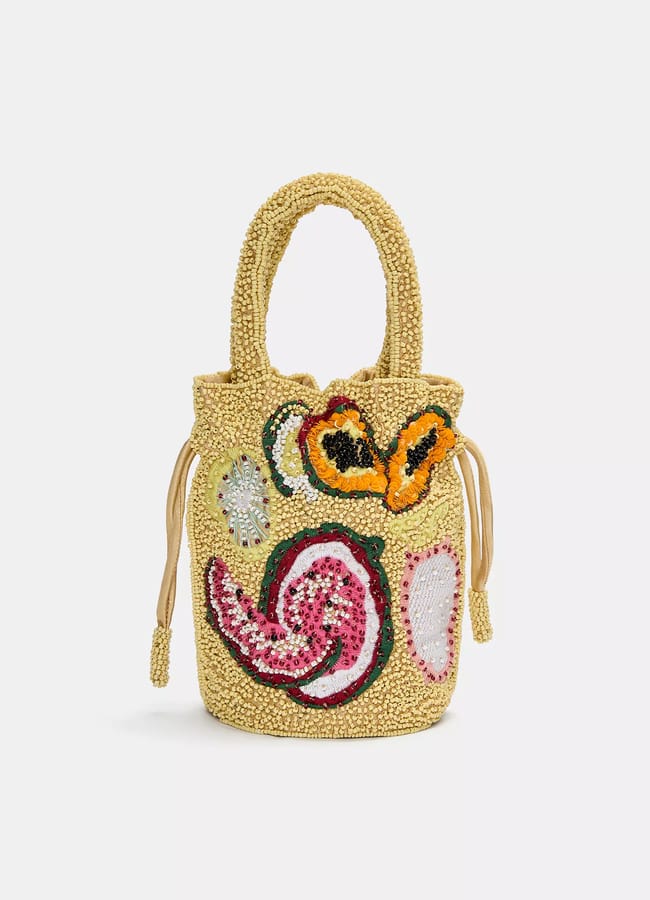 Pull & Bear Beaded handbag with fruit detail