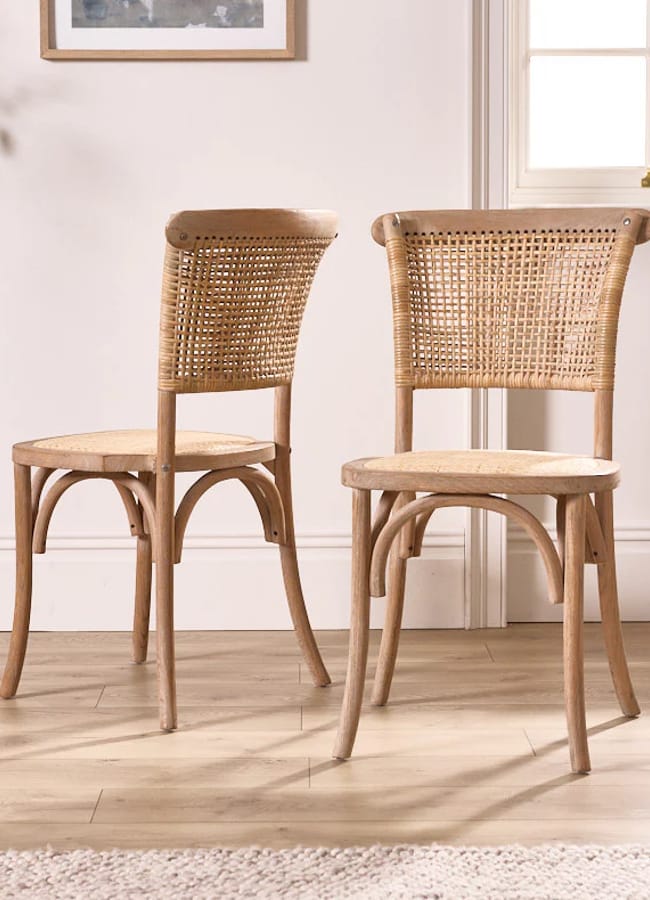 Set of 2 Wicker Dining Chairs