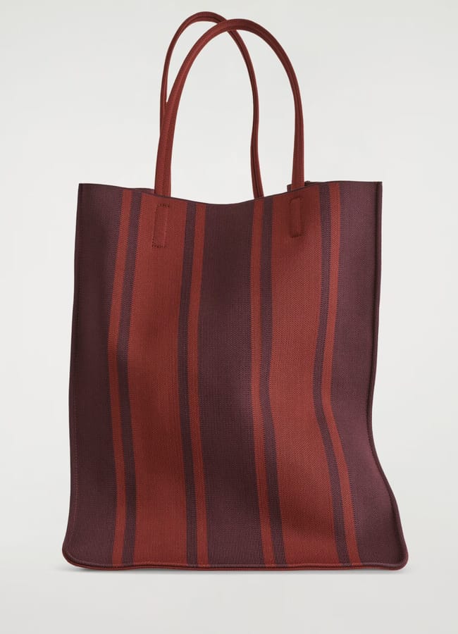 striped tote bag