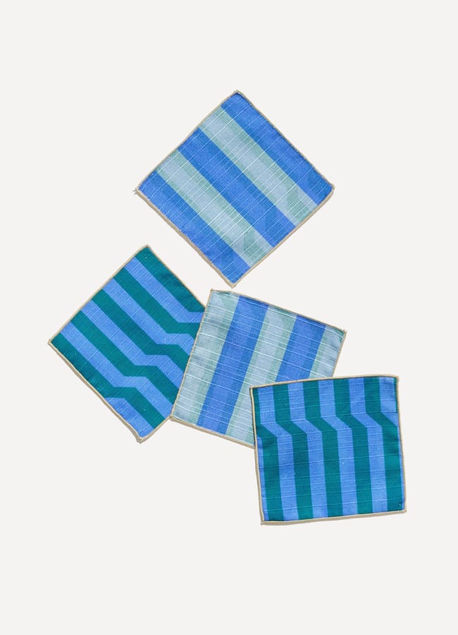 Tortuga Forma Cocktail Napkins Double Sided Stripe, set of 4 - Marine