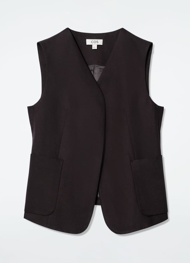 WRAP-FRONT LINEN-BLEND WAISTCOAT