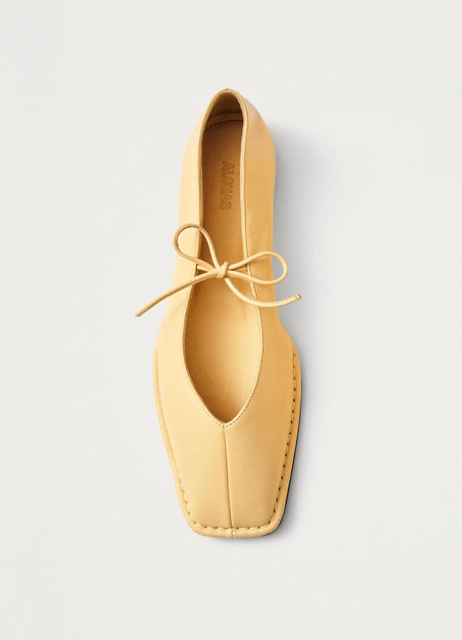 Alohas Sway Vanilla Leather Ballet Flats in yellow