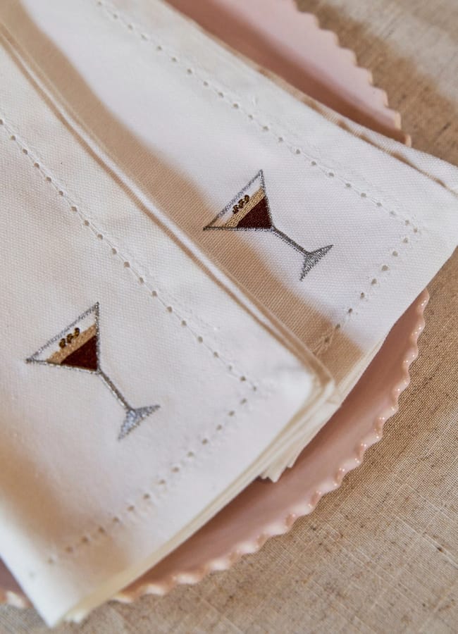 Embroidered Espresso Martini Napkin