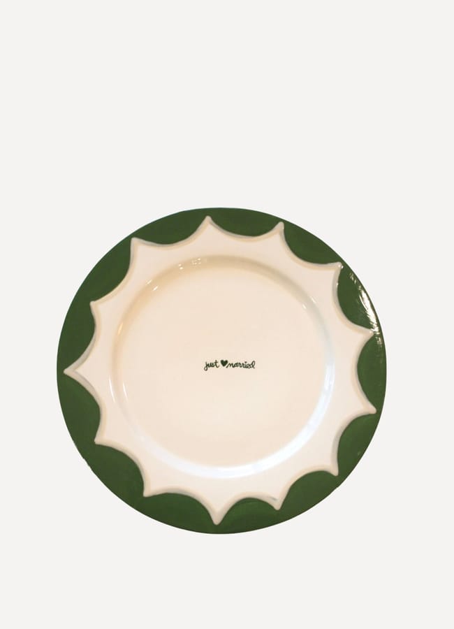 just married cake plate