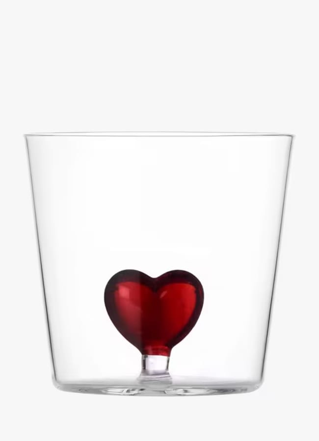 jl Ichendorf Milano Cuore Red Heart Glass Tumbler, 420ml, Clear/Red