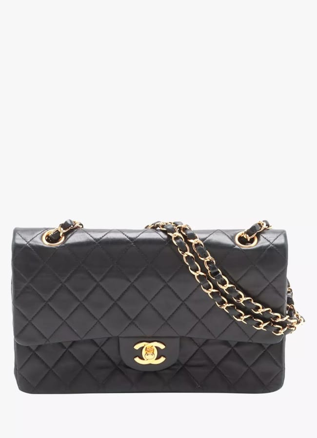 jl Pre-loved CHANEL Vintage 2000 Medium Lambskin Classic Double Flap Shoulder Bag, Black