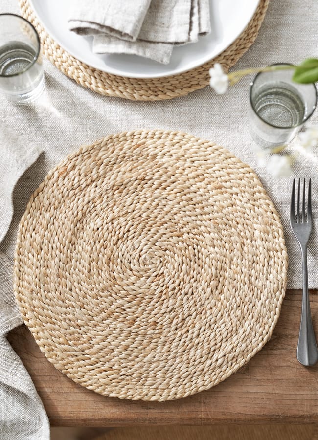 jute place mat on table