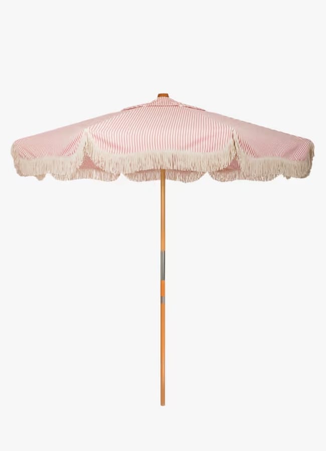 Lauren's Stripe Market Parasol, 2.4m, Pink