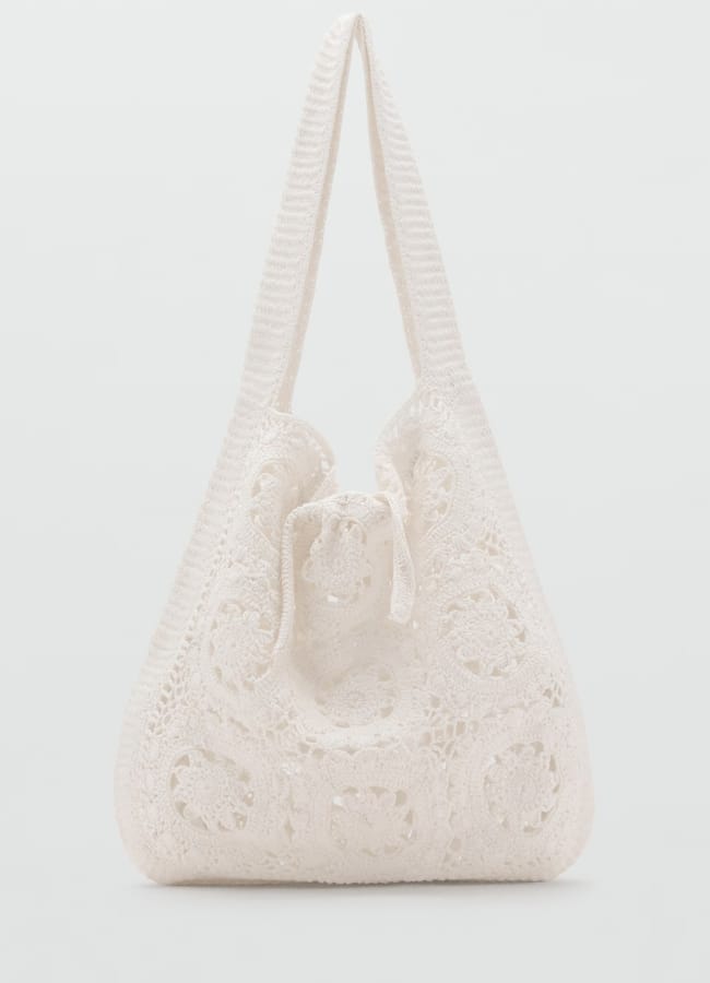white Mango Crochet Shopper