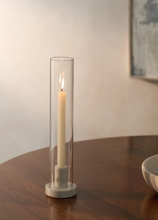 Marble Hurricane Dinner Candle Holder