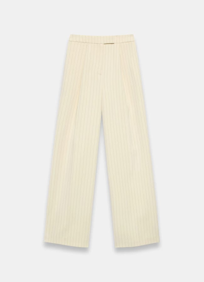 yellow pinstripe trousers