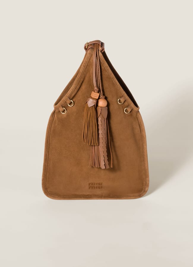 brown Suede handbag with tassels