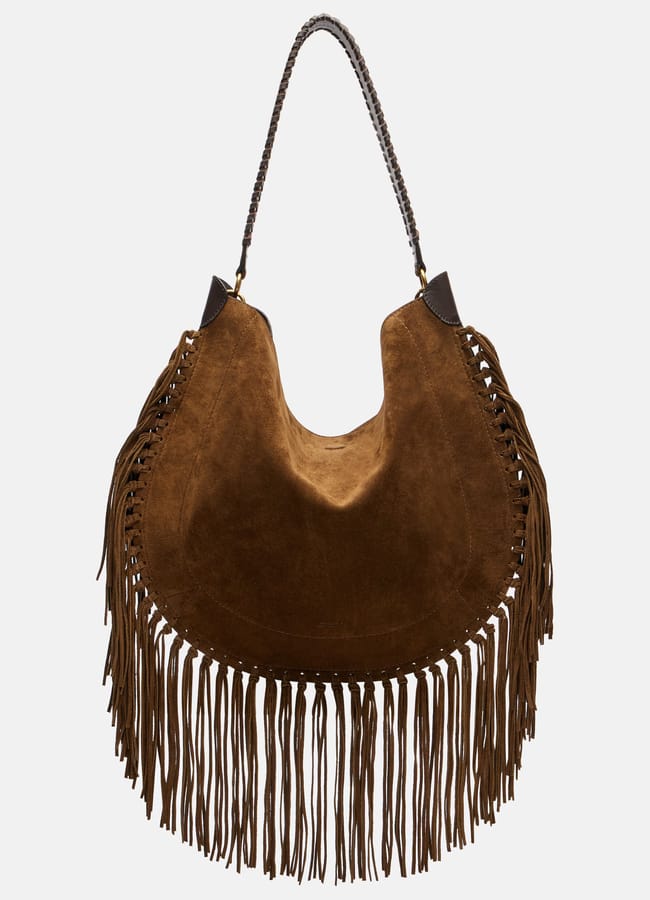 brown isabel marant fringed shoulder bag
