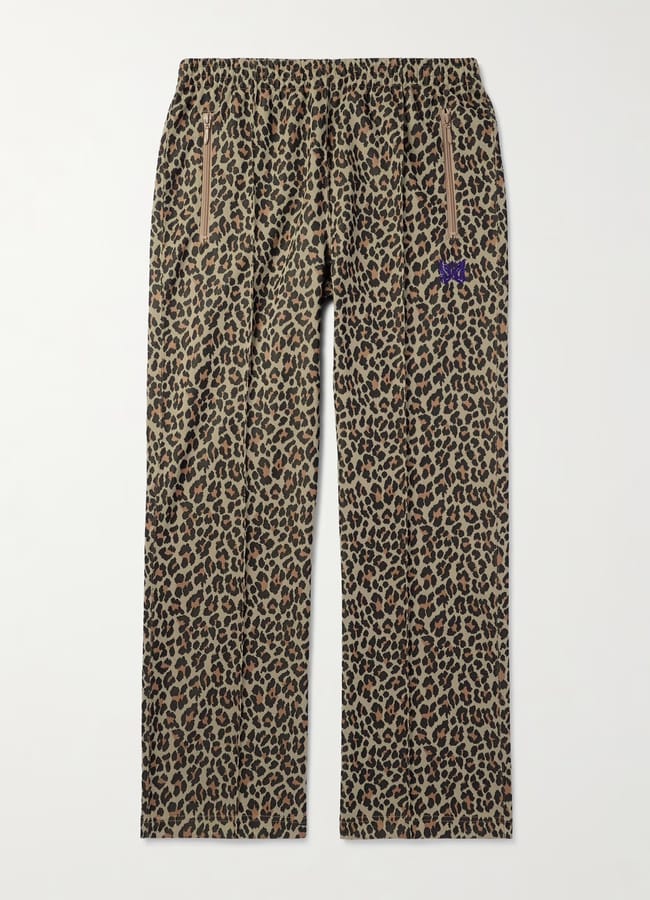 leopard print track pants