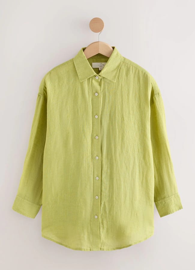 Next Green 100% Linen Beach Shirt
