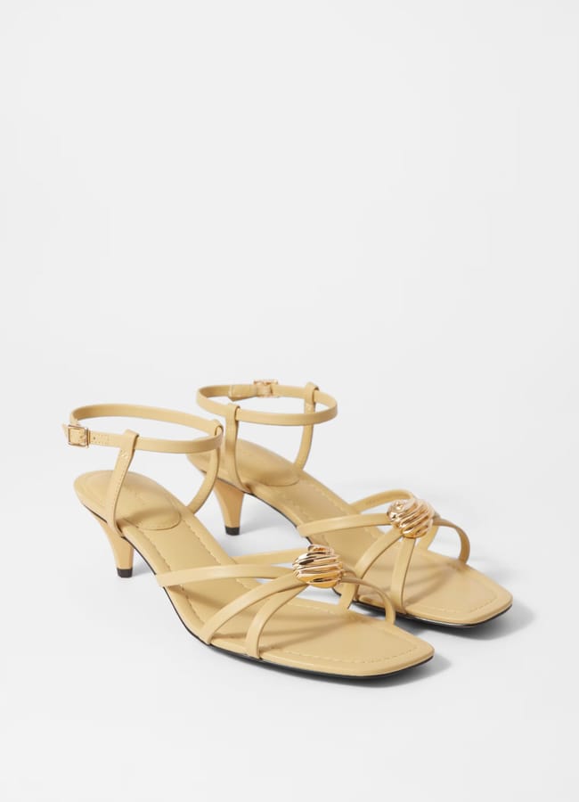 & Other Stories Embellished Heeled Leather Sandals