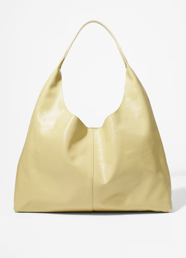 & Other Stories Large Patent-Leather Tote Bag in yellow