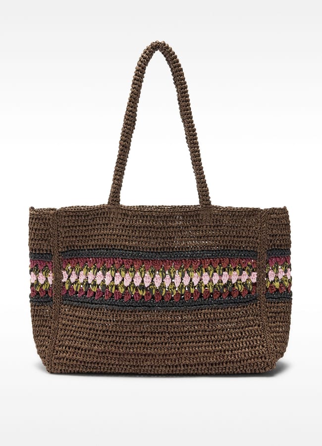 Parfois Straw-effect shopper bag with braided detail