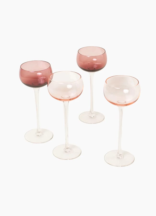 Peach And Burgundy Wine Glasses Set of 4