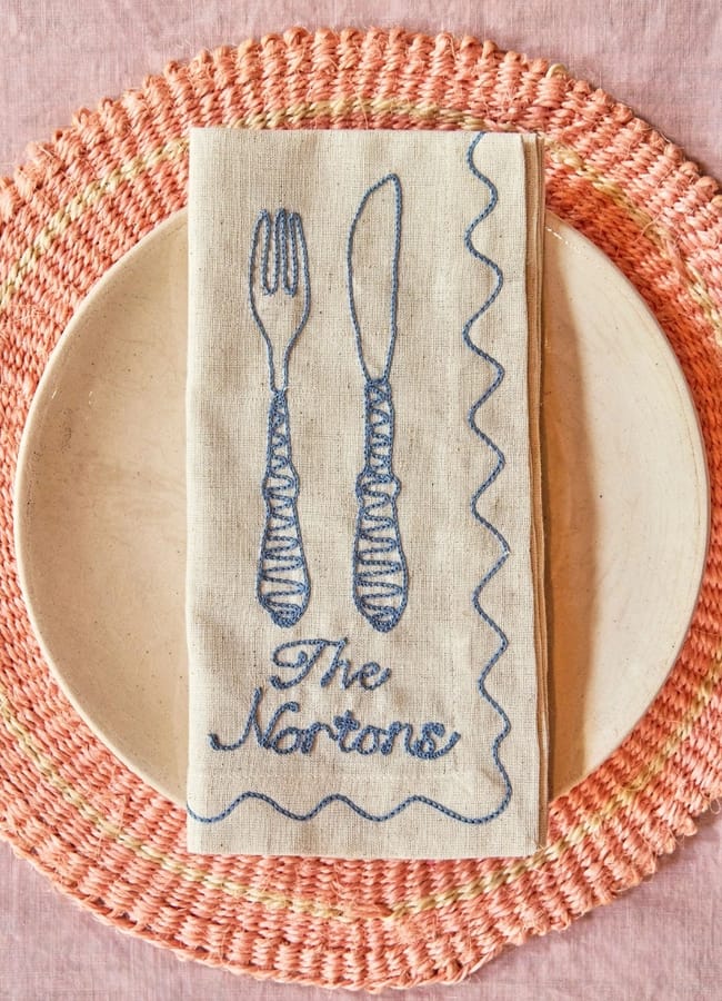 See + Quin Personalised Embroidered Napkin