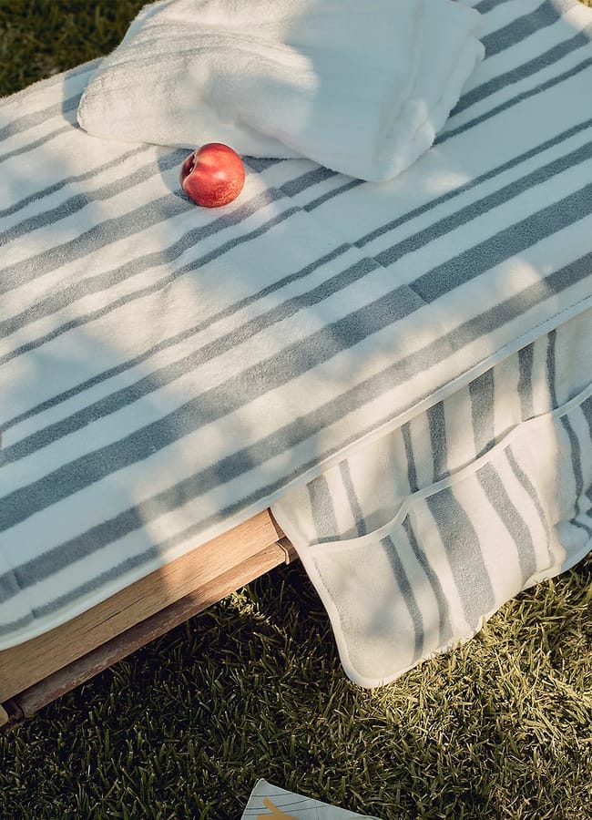 Stripe Garden Lounger Towel Cover with Pocket