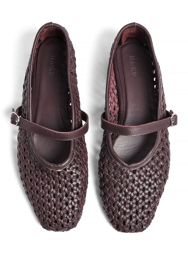 Woven Leather Ballerinas - Na-Kd