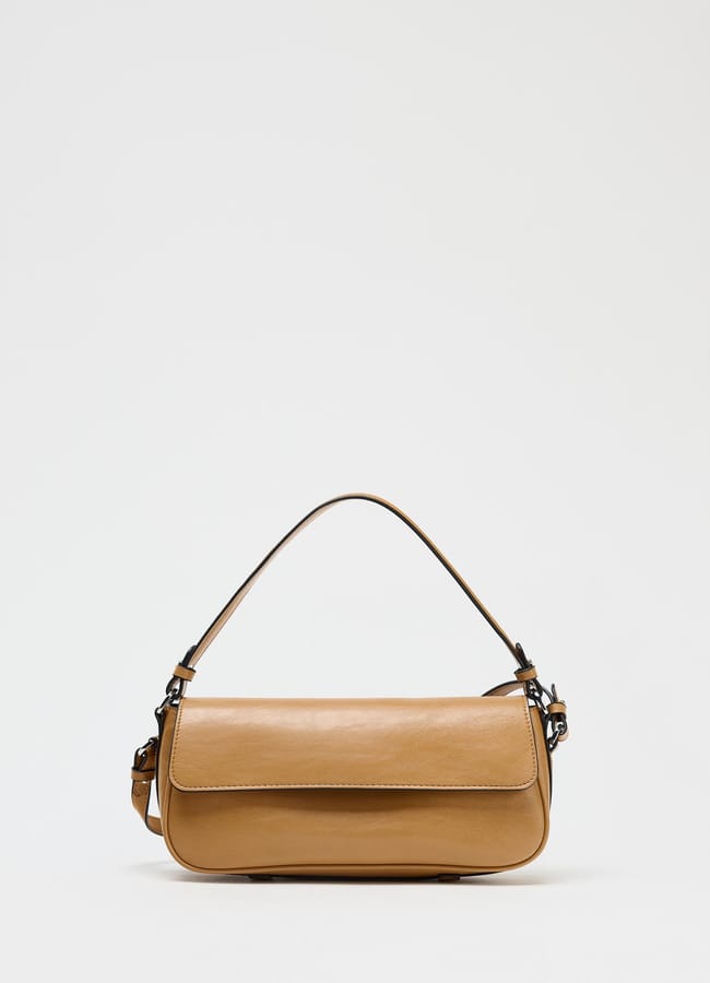 camel Zara DOUBLE-HANDLE CROSSBODY BAG