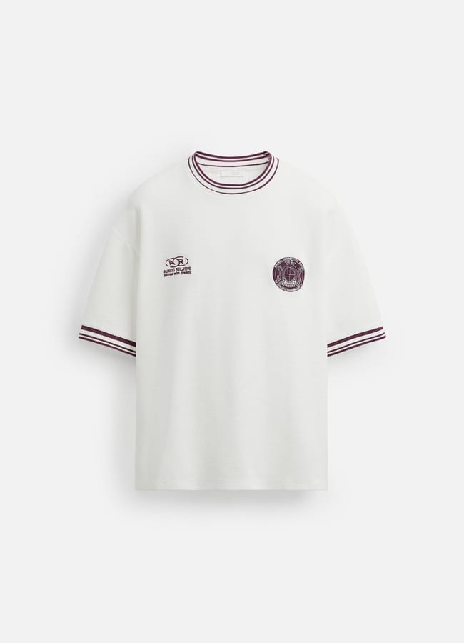 Zara RETRO FOOTBALL TEXTURED T-SHIRT