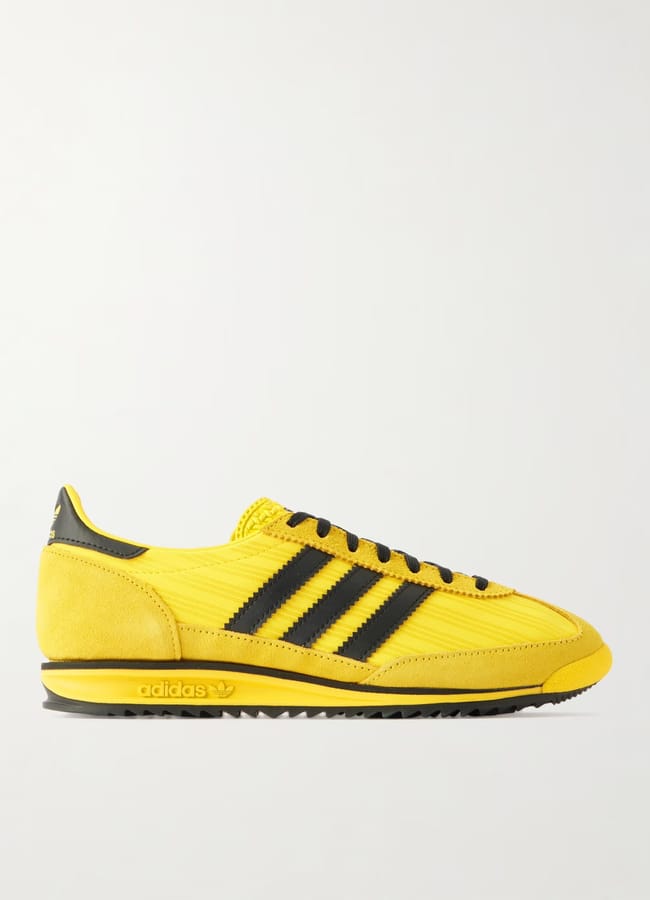 yellow and black ADIDAS ORIGINALS SL 72 OG suede and leather-trimmed jacquard sneakers