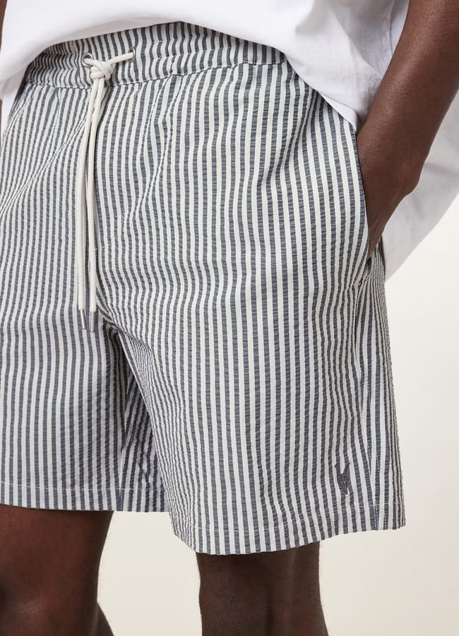 AllSaints Warden Striped Seersucker Swim Shorts
